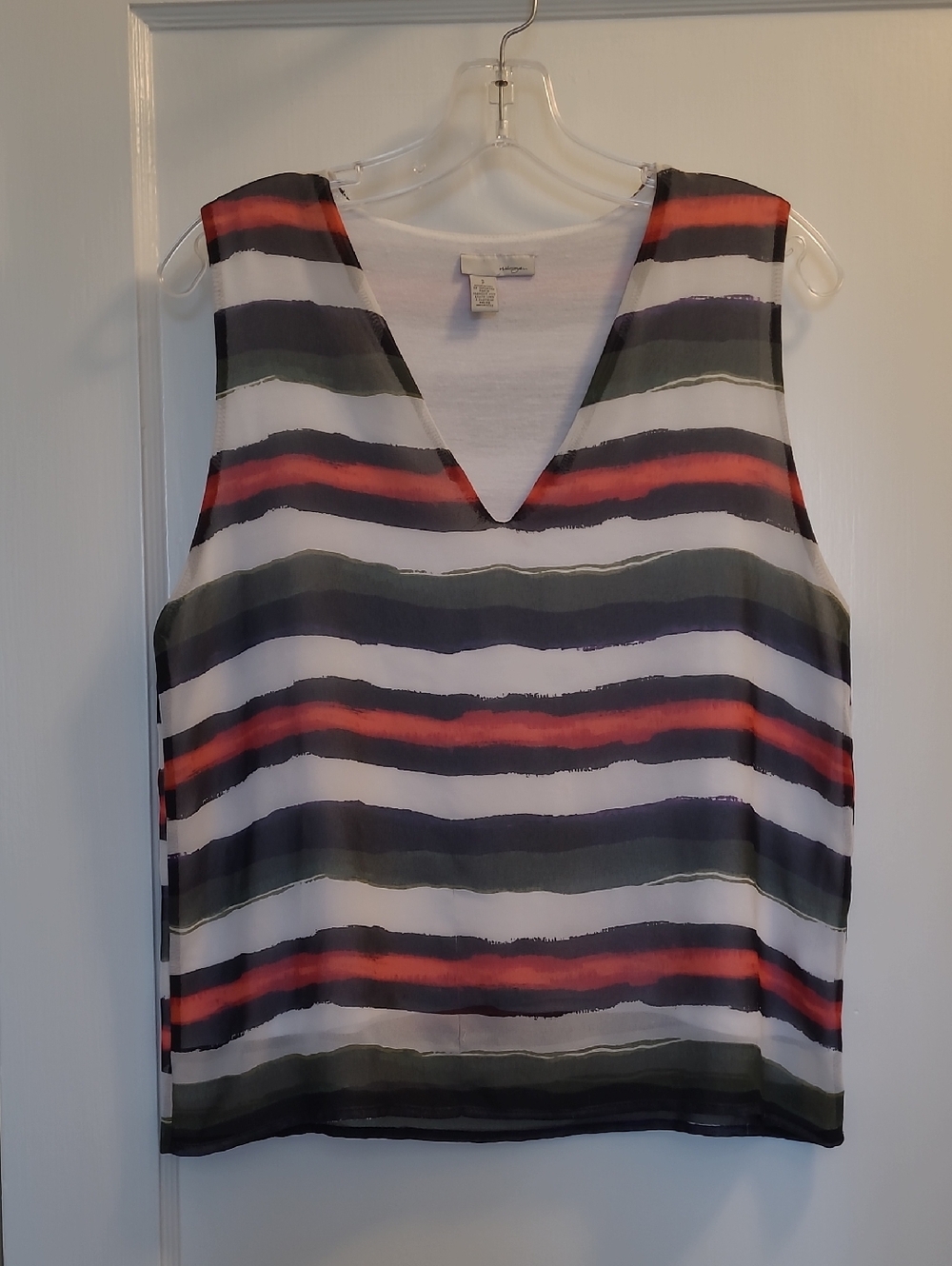 Halogen Multicolor Striped V-Neck Sleeveless Top